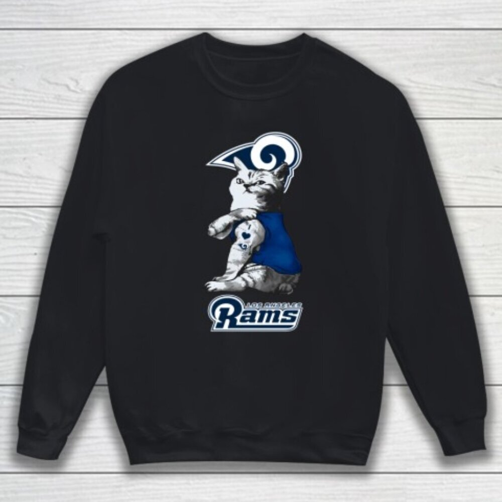 NFL Football My Cat Loves Los Angeles Rams Sweatshirt Fan Gift Unisex Apparel 91